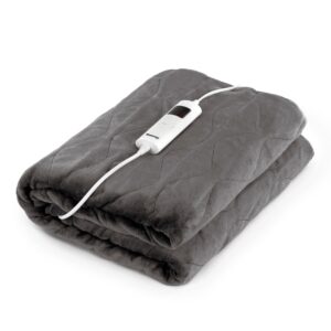 FiNeWaY Heated Electric Throw Over Blanket - Soft Fleece 6 Heat Settings Timer Function - 160x130cm - Machine Washable - Skin Friendly Overheat Protectio