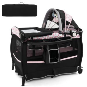 COSTWAY 4 in 1 Foldable Travel Cot