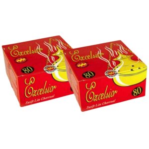 Glamified Shisha Hookah Charcoal Intense Shish Bahkoor Instant Light Premium Quick Lighting (2 Boxes (160 Dishes))