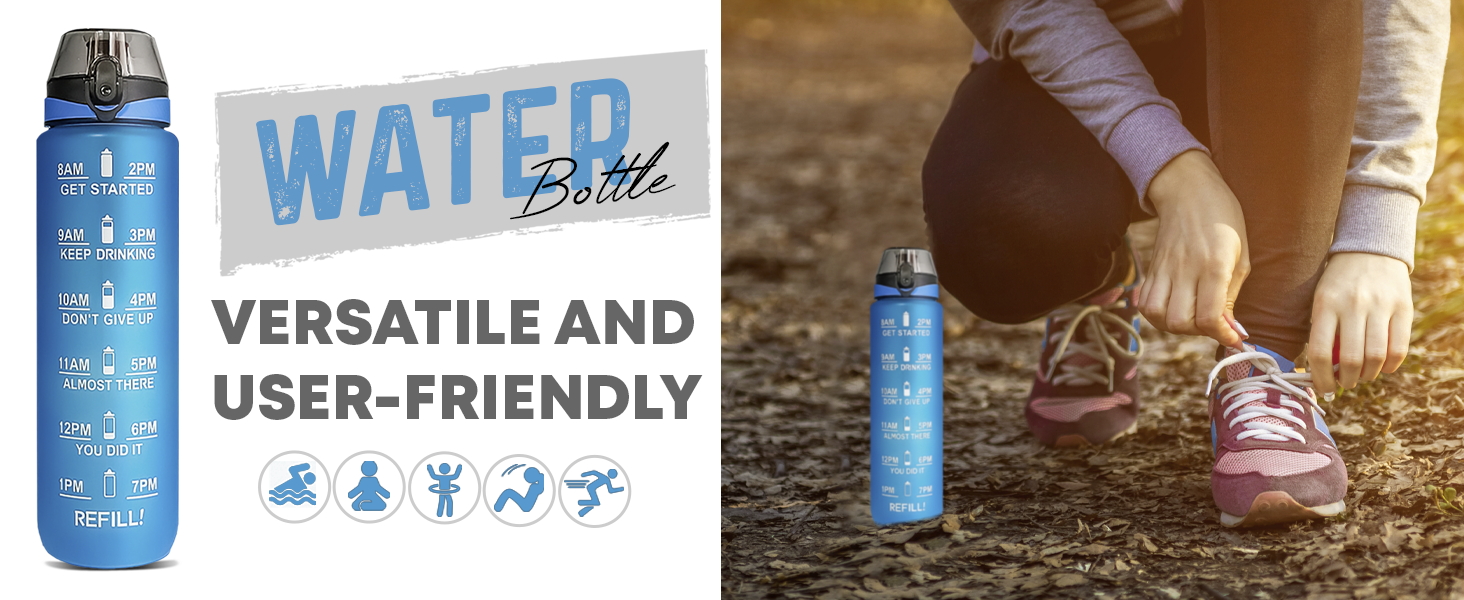 water bottle with time markings