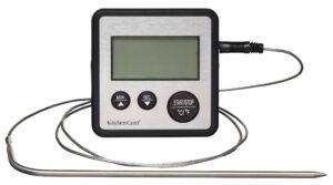 KitchenCraft Digital Food Thermometer and Kitchen Timer with Probe for Meat