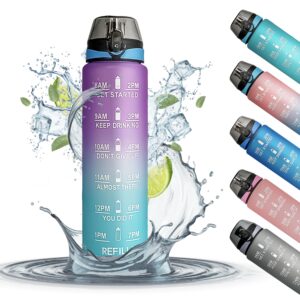 K-MART 1 Litre Water Bottle With Time Markings | BPA Free & Non-Toxic Drinks Bottle | Leakproof Sports Water Bottle 1l For Gym Bottle