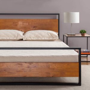 ZINUS Suzanne 18 cm Metal and Wood Platform Bed Frame with Headboard and Footboard | Wood Slat Support | Easy Assembly | Double | Brow