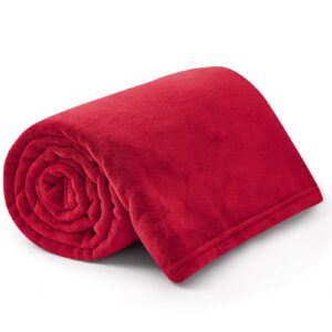 RUIKASI Fleece Blanket Red Sofa Throw - Soft Warm Throws Blanket for Bed Couch
