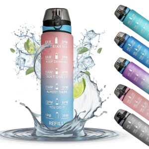 K-MART 1 Litre Water Bottle With Time Markings | BPA Free & Non-Toxic Drinks Bottle | Leakproof Sports Water Bottle 1l For Gym Bottle
