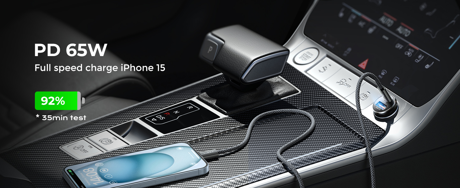 USB C Car Charger Adapter Fast Charge Cigarette Lighter USB Charger Fast Charging