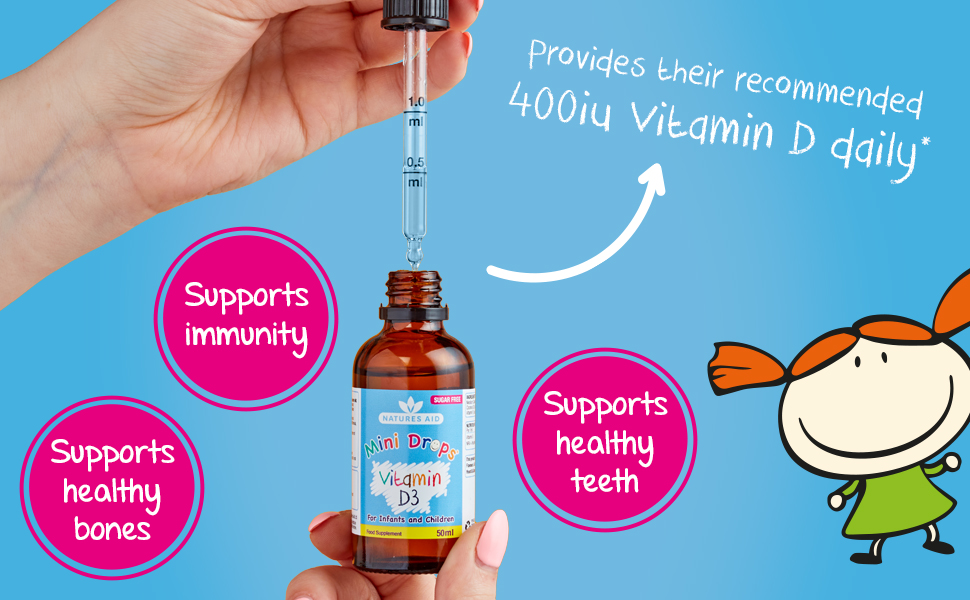 natures aid mini drops vitamin d drops for babies, vitamin d for children
