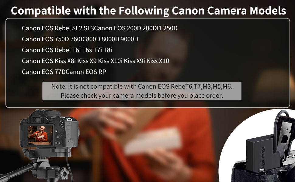  ACK-E18 AC Power Adapter DR-E18 DC Coupler Dummy Battery Power Supply Kit