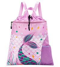 Gym Drawstring Backpack - Sports Gym PE Bag for Kids Waterproof Swimming Beach Backpack