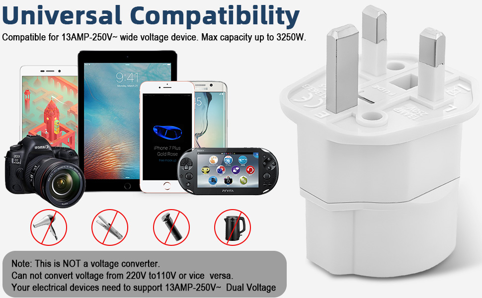 European to UK Plug Adapter