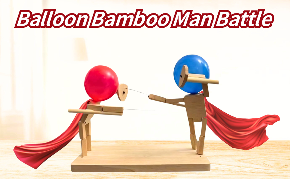 balloon bamboo man battle handmade wooden fencing puppets fast-paced balloon fight