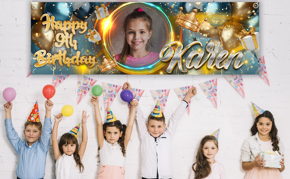 Crown fabric birthday banner