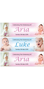 Personalised pastel christening photo party celebration banner backdrop background