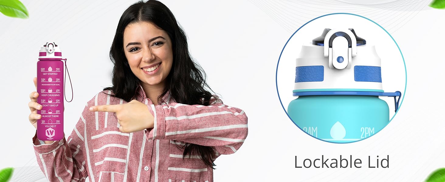 lockable lid water bottle