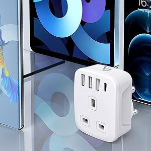 UK to India Plug Adapter with USB
