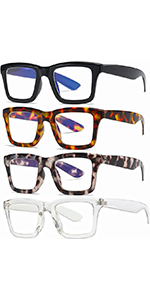 4 Pack Oprah Style Reading Glasses for Women Men Blue Light Blocking