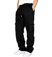 Sprifloral Mens Casual Cargo Work Trousers Fleece Jogging Bottoms Jogger Sweatpant with Pockets S...