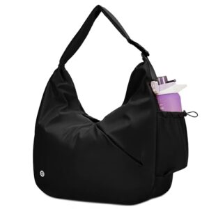 Ceneda Large Gym Bag for Women Sports Duffel Bag with Hidden Yoga Mat Holder & Shoe Compartment Workout Dance Tote Bag with Wet Pocket Overnight Weekender Bag for Travel Yoga (Black)(Patent Pending)