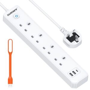 Extension Lead with 3 USB Slots 4 Way Multi Plug Extension Socket with USB C