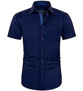J.VER Men's Short Sleeve Dress Shirt Stretch Iron Free Regular Fit Business Casual Shirts Work Of...