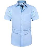 J.VER Men's Short Sleeve Dress Shirt Stretch Iron Free Regular Fit Business Casual Shirts Work Of...