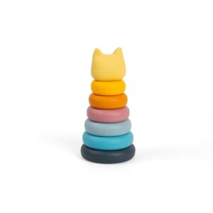 Bigjigs Toys Silicone Stacking Cat - 7pcs Rainbow Animal Stacker Toy