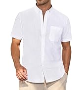 J.VER Men's Short Sleeve Linen Shirt Regular Fit Casual Summer Beach Shirt with Pocket