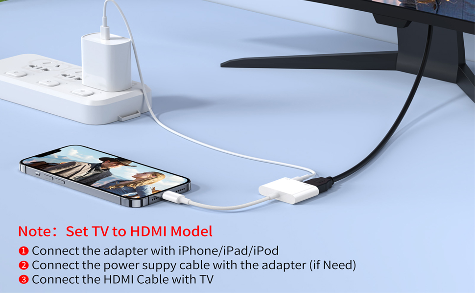 HDMI Adapter for iPhone and iPad to TV