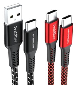 YeahWhee 2Pack 2M USB C to USB C Charger Cable 100W+USB-A to Type C 3.1A Fast Charging Nylon Braided Phone Charger Cable for iPhone 15 Pro Max