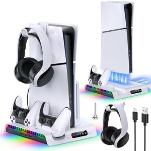 FASTSNAIL Charging Stand with Cooling Fan for PS5 Slim Console