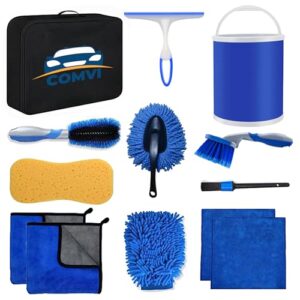Comvi Car Cleaning Kit 13 Pcs - Car washing kit - Car Cleaning Products Interior & Exterior (11L Bucket