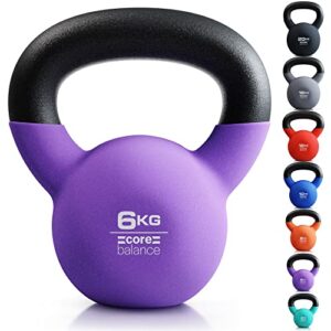 Core Balance Kettlebell Neoprene Coated Cast Iron Weight Lifting Strength Training Cardio Fitness Home Gym (1 x 4kg