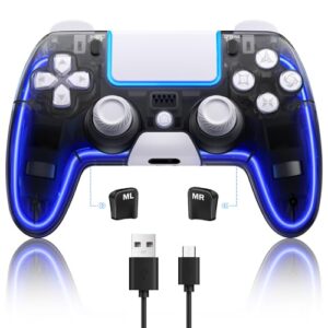 Controllers For PS4 with Hall 3D Remote Joystick and RGB LED Lights