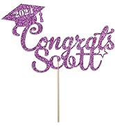 Personalised Graduation Cake Topper By KreateSquare - Glitter Customise with any Name - Congrats ...