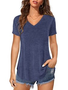 Florboom Womens Casual Loose Tops Tshirts Short/Long Sleeve V Neck Plain Longline Shirts