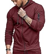 Mens Hoodies Zip Up Long Sleeve Fleece Hooded Sweatshirts for Men M-3XL