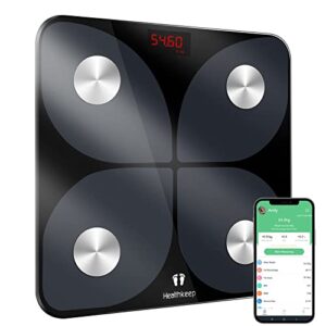 Bathroom Scales Body Fat Scale with 13 Body Data Body Composition Analysis for App Max 180 kg (Black)