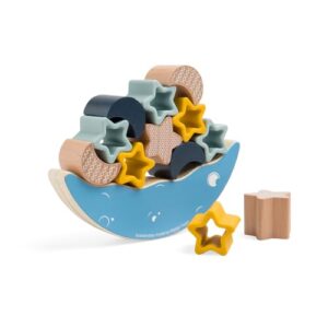 Bigjigs Toys Moon Balance Stacker - 9pc Moon & Stars Wooden Stacking Toy