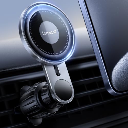 Lamicall for MagSafe Car Mount [Glass Panel] - Metal Magnetic Car Phone Holder with 20x N52 Magnet