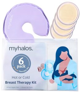 Breast Cooling Gel Pads -Hot & Cold Breast Therapy Gel Pads - Breast Heat Pads with Nipple Pads Maternity Essential- Breast Ice Pack & Nipple Compress for Breastfeeding - Postpartum Essentials MyHalos