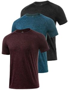 Star Vibe 3 Pack Men's Dry Fit T Shirt Moisture Wicking Athletic Tees Exercise Fitness Activewear Short Sleeves Gym Workout Top