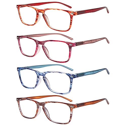 ZONLON 4 Pack Ladies Reading Glasses Blue Light Blocking