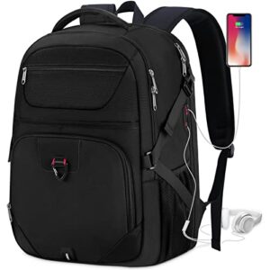 NEWHEY Laptop Rucksacks for Men Large Travel Backpack for Men Water Resistant Laptop Backpack 17 Inch Business College Backpack Gaming Computer Backpack with USB Charging Port Black