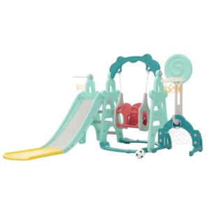 ModernLuxe 5 in 1 Multifunctional Kids Slide and Swing Set