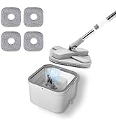 Rdusi Mop And Buckets Sets [Lightweight],Water-Saving Spin Mop,With 4 Microfibre Mop Heads