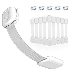 Set of 10Pcs Cupboard Locks for Children with 15 Extra 3M Stickers | Baby Proof Your Home with Child Safety Locks for Cupboards