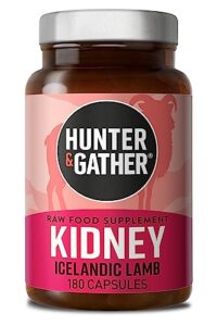 Hunter & Gather Nose to Tail Kidney 180 Capsules | Histamine Support DAO | Wild Grass Fed Icelandic Lamb Ancestral Inspired Supplements | Raw Freeze-Dried Lamb | No GMO Feeds