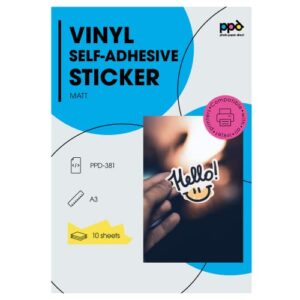 PPD A3 x 10 Matt Vinyl Stickers Photo Quality Customisable Inkjet Print Tear Resistant Labels PPD-381-1