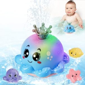 Baby Bath Toys for 1 Year Old Boys: LED Automatic Spray Water Toys - Octopus Light Up Bath Tub Toys for Babies 6-12 Months - Birthday Gifts for 2 3 Year Old Girls Swimming Pool Toys for Kids 1-5