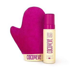 Coco & Eve Sunny Honey Bali Bronzing Self Tanner Mousse Set (Medium) - All Natural Sunless Tanning Mousse | Instant Self Tanning Lotion with Bronzer with Self Tanning Mitt Applicator (200ml)